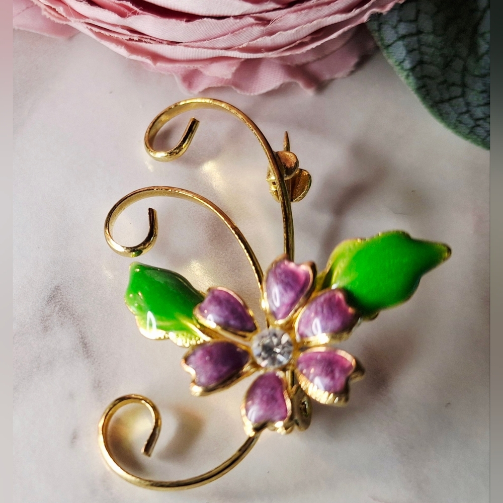 Vintage 80s ✨️🪻Beautiful Purple Blossom Brooch/Pin